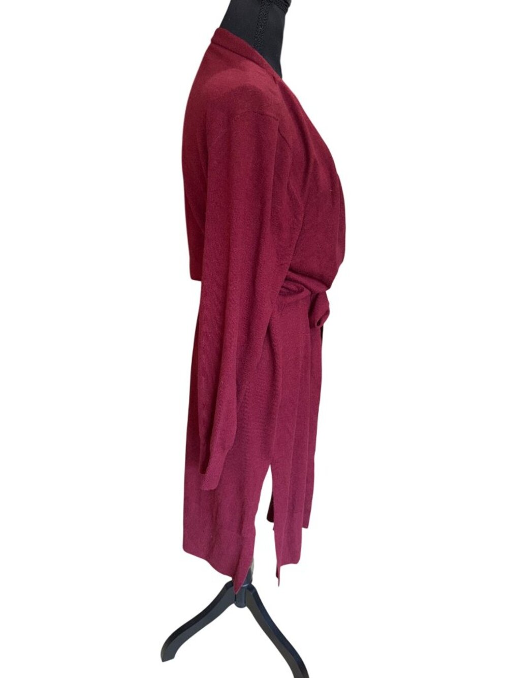 NWT Bold Elements Womens XL Burgundy Claret Long Cardigan Sweater Quiet Luxury - Picture 5 of 11